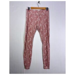 Boho Paisley Athleisure Lands End Active Leggings Womens Size S Pink White